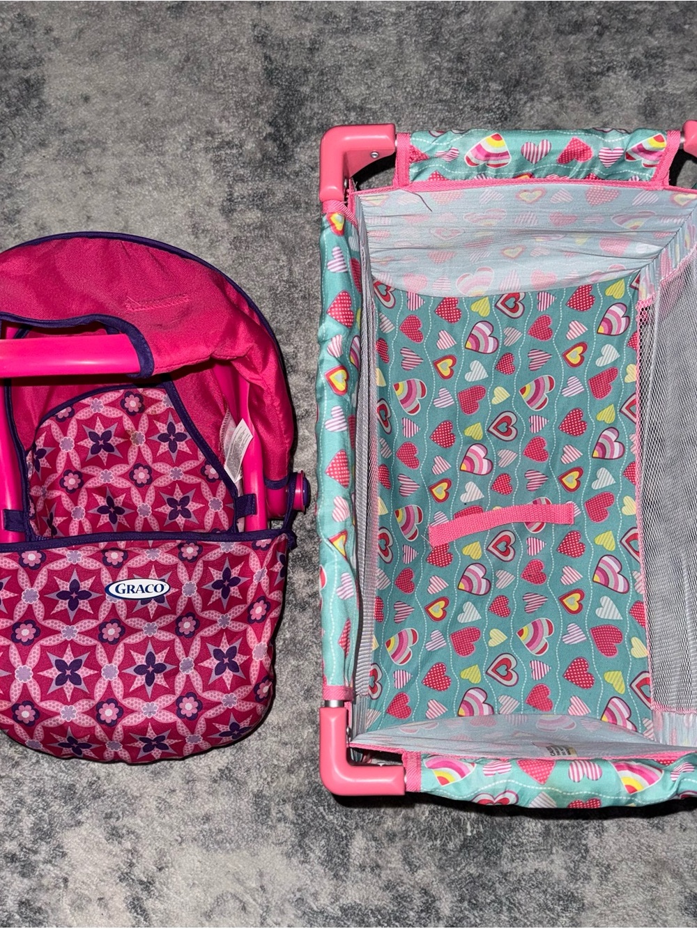Pink Patterned Doll Carrier and Playpen Set